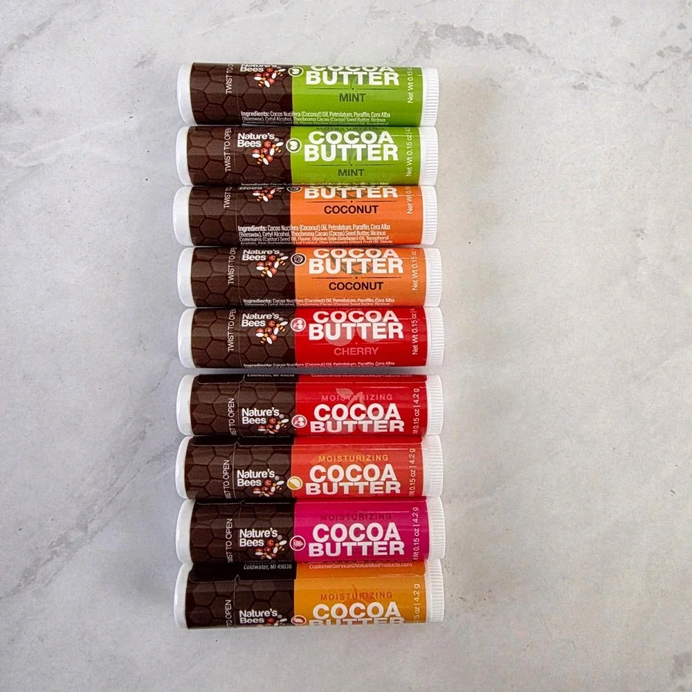 Nature's Bees Cocoa Butter‎ Lip Balm Unisex 9 Pack Multi Moisturizing Variety